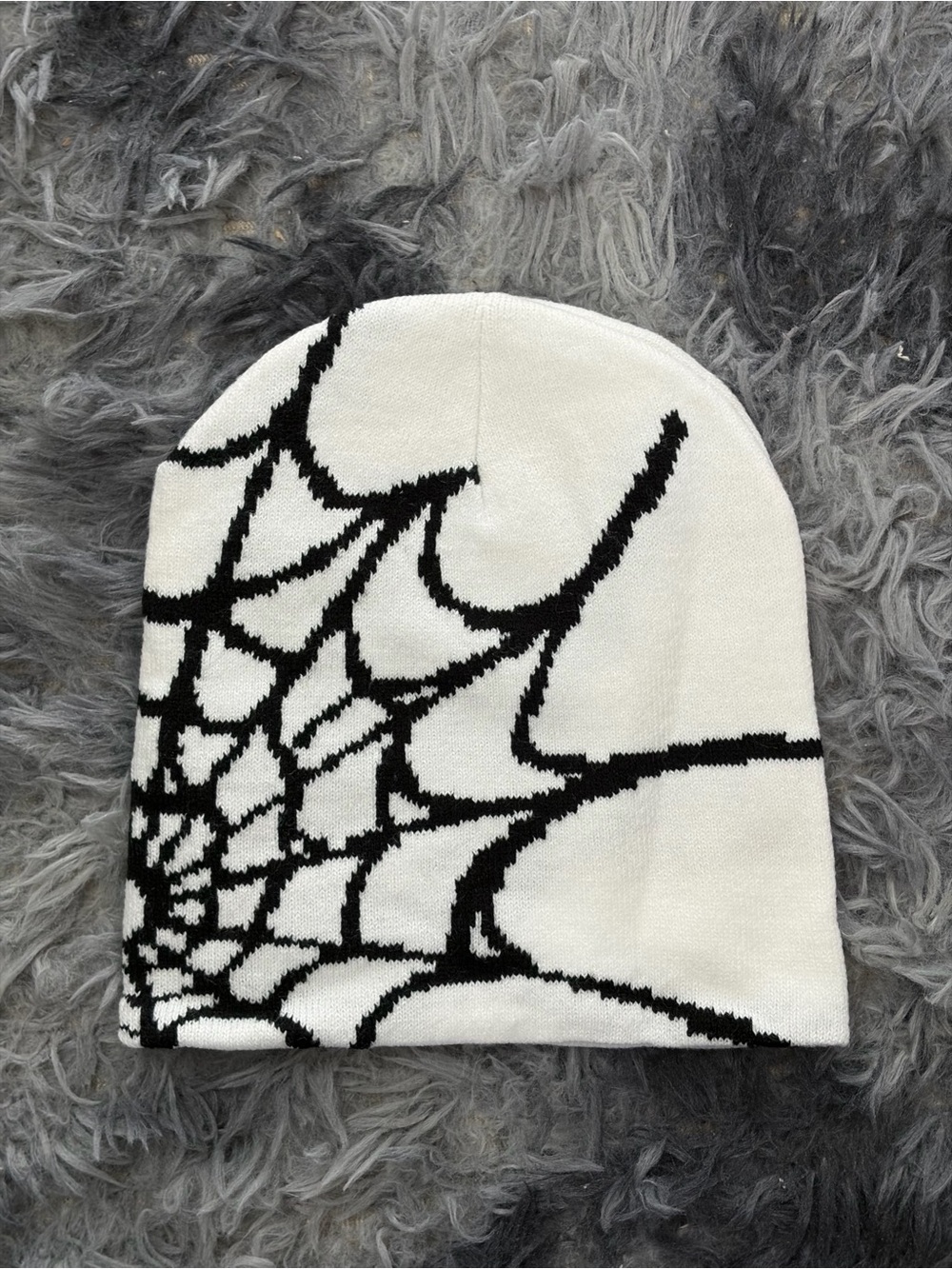 Kids Black & White Spiderweb Beanie
